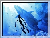Blue Submarine, zwierzęta, pod wodą, postacie