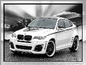 BMW X6, Chmury, Czerwone, Zaciski