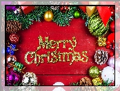Gałązki, Bombki, Boże Narodzenie, Merry Christmas, Szyszki, Świerku