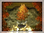 Bonsai, Grafika, Fantasy, Jesień, Drzewko