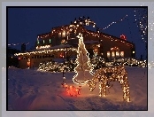 Boże Narodzenie, lampki , domek