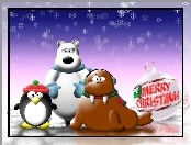 Boże Narodzenie, pingwinek, misio , mors