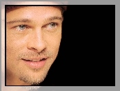 Brad Pitt, bródka, niebieskie, oczy