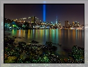 Brooklyn, Nowy, Jork, Nocą, Most
