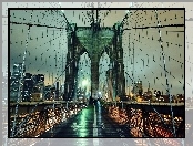 Brooklyn Bridge, Noc, Nowy Jork