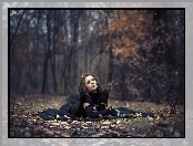 Brunetka, Liście, Modelka, Park