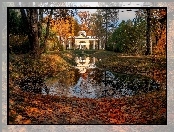 Budowla, Jesień, Park, Staw, Biała