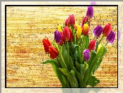 Bukiet, Kwiaty, Nierozwinięte, Kolorowe, Tulipany