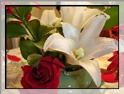 Bukiet, Róża, Kwiatów, Lilie