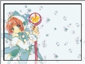 Cardcaptor Sakura, kij, kwiatki, dziewczyna