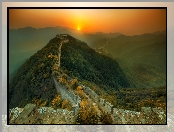 Chiny, Góra, Zachód, Słońca, Mur chiński