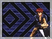 chłopak, siedzi, Weiss Kreuz