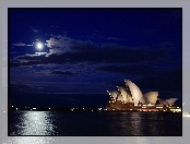 Chmury, Australia, Sydney, Noc, Księżyc