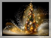 Smugi, Boże Narodzenie, Bombki, Grafika AI, Kolorowe, Choinka