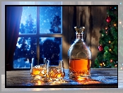 Świąteczny, Whisky, Okno, Choinka, Nastrój