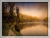 Chorwacja, Mgła, Jezioro, Las