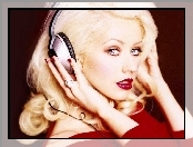 Christina Aguilera, Słuchawki, Czerwone, Usta