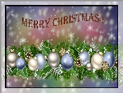 Napis, Bombki, Boże Narodzenie, Życzenia, Grafika 2D, Merry Christmas