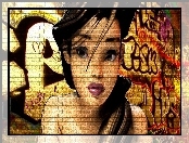 Kobieta, Street art, Ściana, Mural