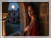 Bluzka, Mur, Kobieta, Czerwona