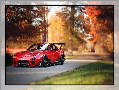 Jesień, Czerwona, Mazda RX-7, Droga, Drzewa