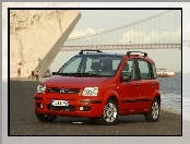 czerwony, Most, Fiat, Panda