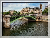 Francja, Domy, Rzeka Sekwana, Paryż, Most Notre-Dame