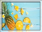 Deski, Ananas, Plasterki, Kwiaty, Plumeria