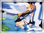 dziewczyna, parasol, Disgaea, woda