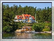 Dom, Szwecja, Las, Rzeka