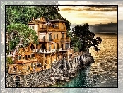 Dom, Włochy, Morze, Portofino