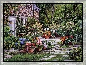 Dom, Doniczki, Ogród, Kwiaty