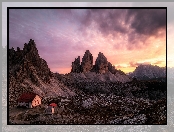 Dolomity, Kaplica, Schronisko, Góry, Auronzo, Włochy, Dom, Tre Cime di Lavaredo