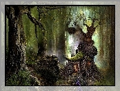 Domek, Fantasy, Las, Drzewa