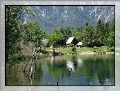 Domy, Góry, Lasy, Jezioro, Bohinj