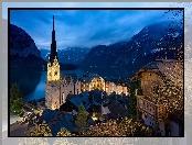 Austria, Domy, Kościół, Hallstatt, Góry