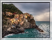 Włochy, Kolorowe, Domy, Gmina Riomaggiore, Miejscowość Manarola, Morze Liguryjskie, Cinque Terre