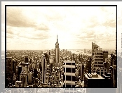 Nowy, Drapacze, Miasto, Empire State Building, Chmur, Jork
