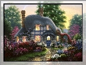 Dom, Thomas Kinkade, Droga, Ogród