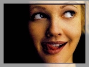 duże, Drew Barrymore, oczy, język