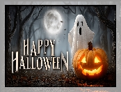 Duch, Napis, Halloween, Dynia, Grafika AI