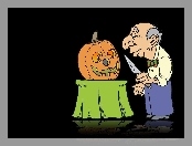 Halloween, dziadek , dynia