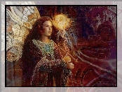 Dziewczyna, Medalion, Elf, Motyl