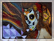 Mural, Street art, Dziewczyna, Czaszka