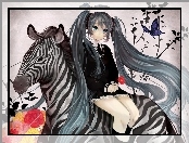 Dziewczyna, Kwiaty, Motyl, Zebra