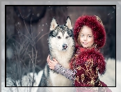 Dziewczynka, Pies, Siberian husky