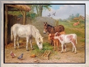 Edgar Hunt, Konik, Cielęta, Osioł, Gospodarstwo