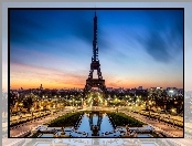 Eiffla, Paryż, Panorama, Miasta, Wieża