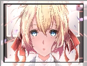 Violet Evergarden, Dziewczyna, Blondwłosa, Manga, Postać, Wstążki