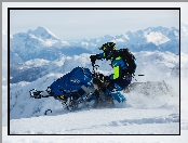 Sport extremalny, Skuter śnieżny, Człowiek, Śnieg, Góry